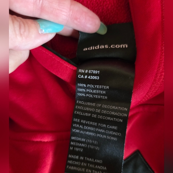 🏓 Adidas Kids Bold Red Hoodie Sz 10/12 - Picture 3 of 6